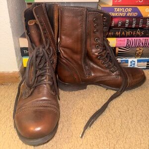 Steve Madden Brown Leather Combat Boots